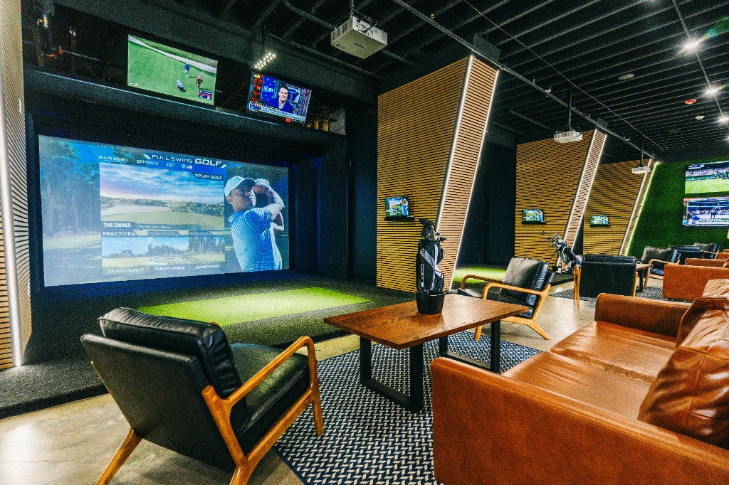 Golf simulator lounge at The Social Birdy